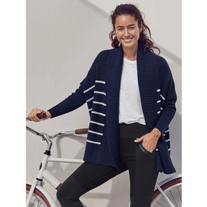 Athleta Navy White Stripe Peaceful Wrap Cardigan Sweater Size XXS